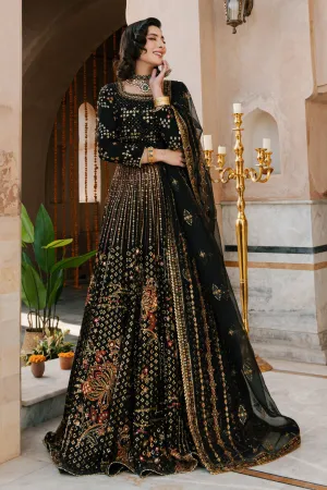Classic Black Golden Embellished Pakistani Wedding Dress Lehenga Choli